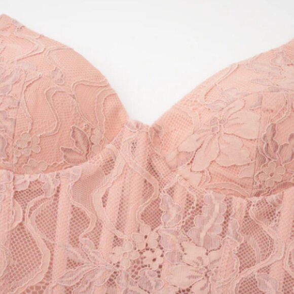 Ulrique Pink Lace Corset Tulle Maxi Dress - Size Small - Picture 7 of 12